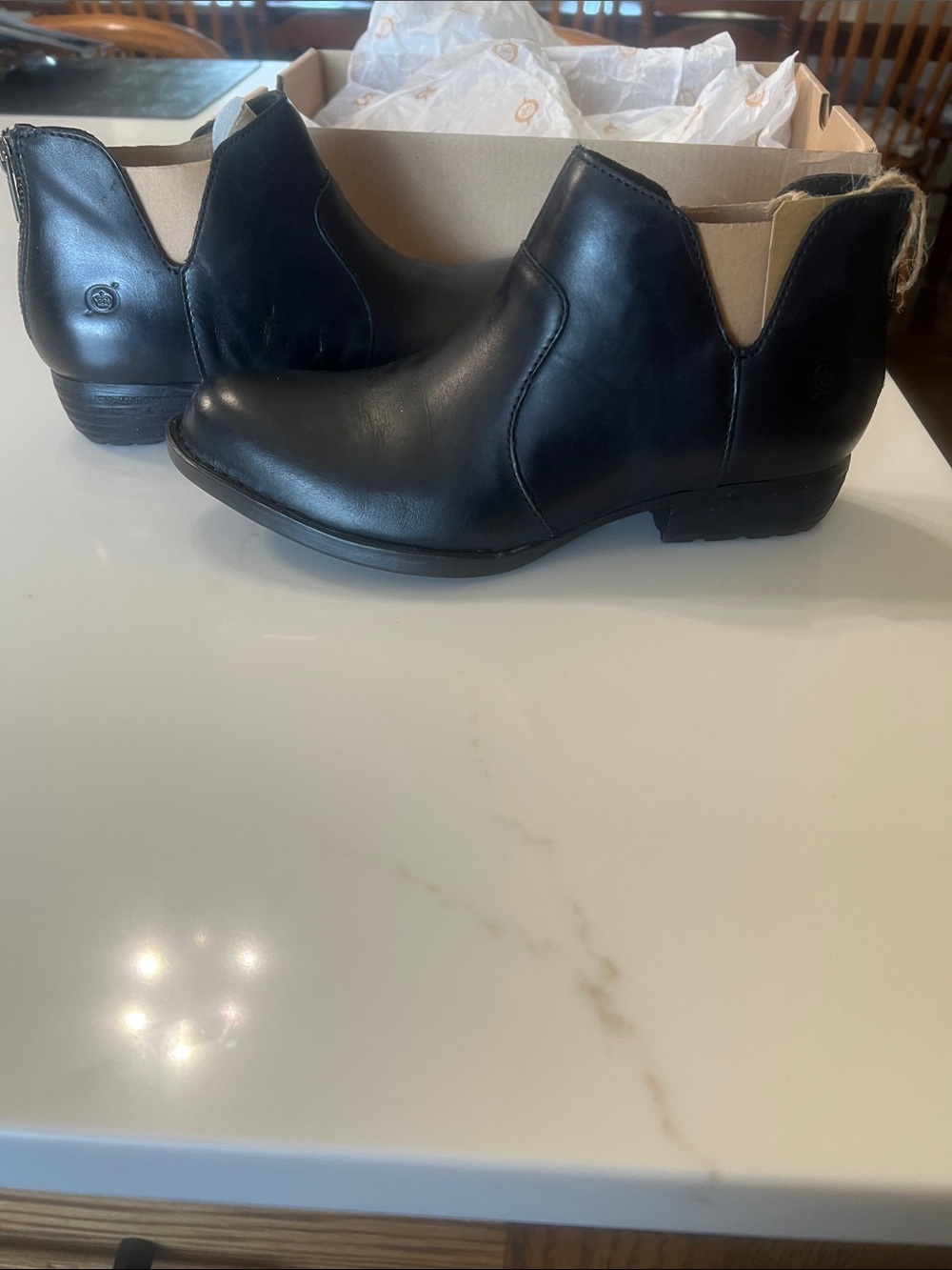 Born Black Leather Ankle Booties